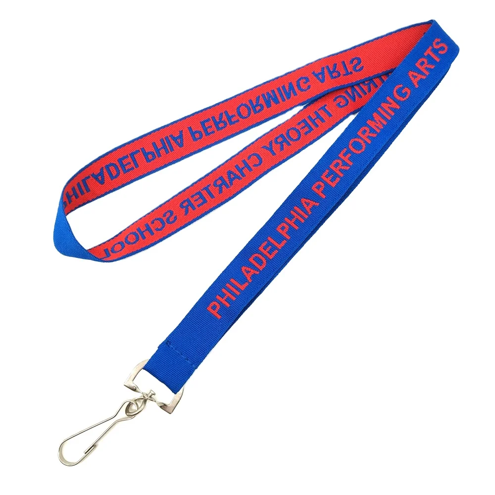 Cheap Jacquard Polyester Lanyard Custom Woven Logo Embroidered Key Short Lanyard