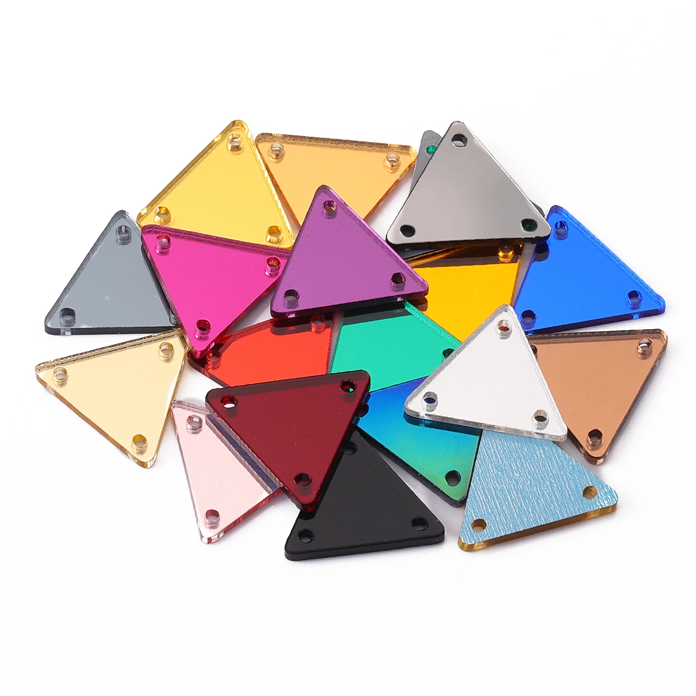 QY New Product Explosion Top Quality Durable Innovative Design 16*16mm/23*23mm/18*33mm Triangle Acrylic Mirror Sew On Rhinestone