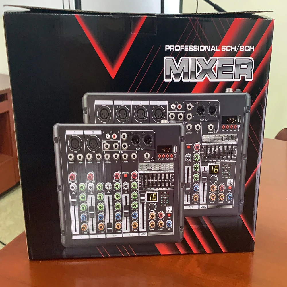  RX8 16 dsp эффект USB BT платье для выступления на сцене DJ микшер аудио 4 канальный профессиональная микшерная