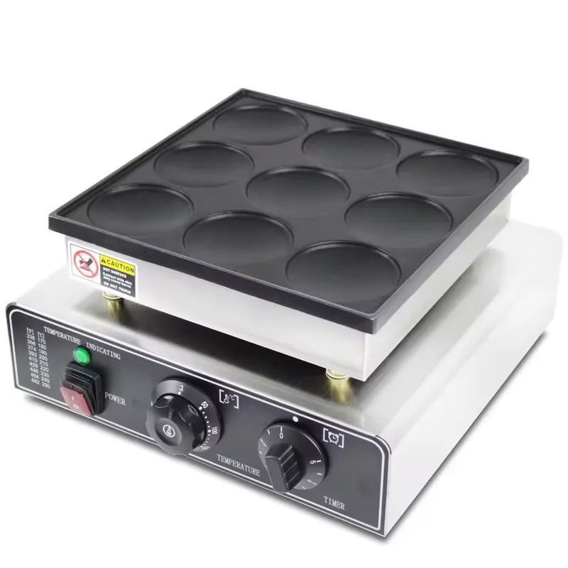 9 Holes Round Shape Waffle Muffin Machine Stainless Steel Mini Pancake Makers with CE