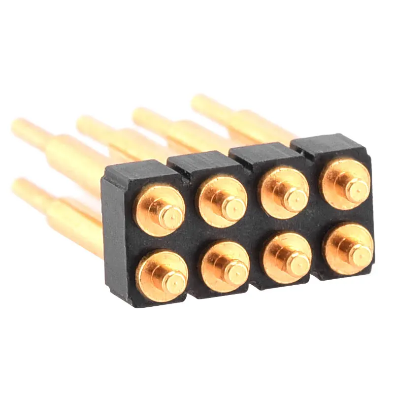 8Pin Double Row Customize Length 8 Pin Pitch 2.54mm 5V2A 12V 2A Gold Plated Dip Pogo Pin Contact Height 12mm