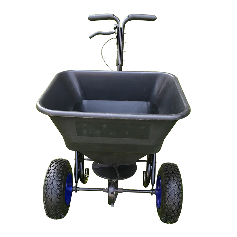 Hand seeding gritter with plastic bucket for seed and fertilizer