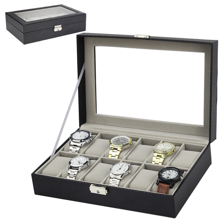 Luxury 6 10 12 Slots Watch Box Carbon Fiber Gift Packaging Watch Display Storage Watch Boxes & Cases