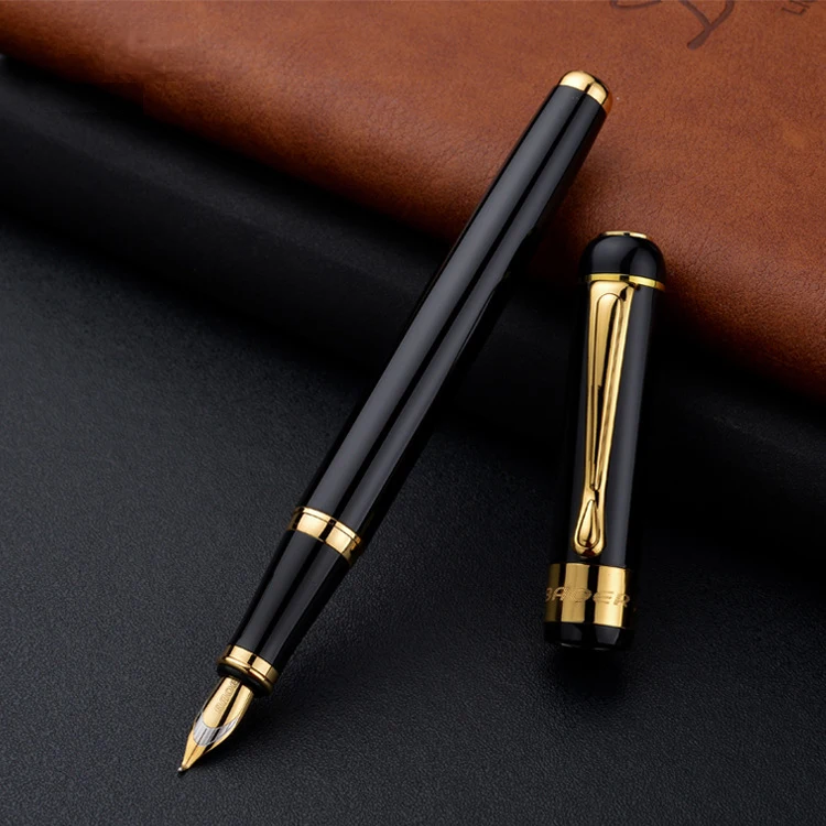 Promotional Heavy Metal Fountain Pen Business Gift Black Custom Logo Metal Fountain Pen Wholesale