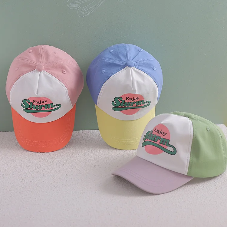 Promotional custom logo sport cap hat plain caps kids baseball hats with animals children brim hat