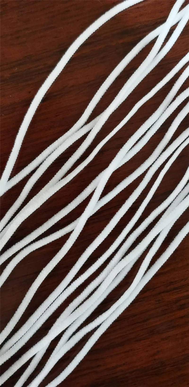 
Manufacturer Flat Earloop 4mm 5mm White color Polyester Spandex Flat Elastic ear tie Disposable earloop 