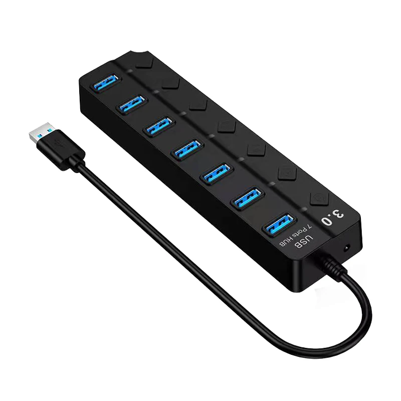 Hot Selling 7 Ports USB3.0/2.0 High Speed 5Gbps Micro USB Hub Splitter Adapter for Sale