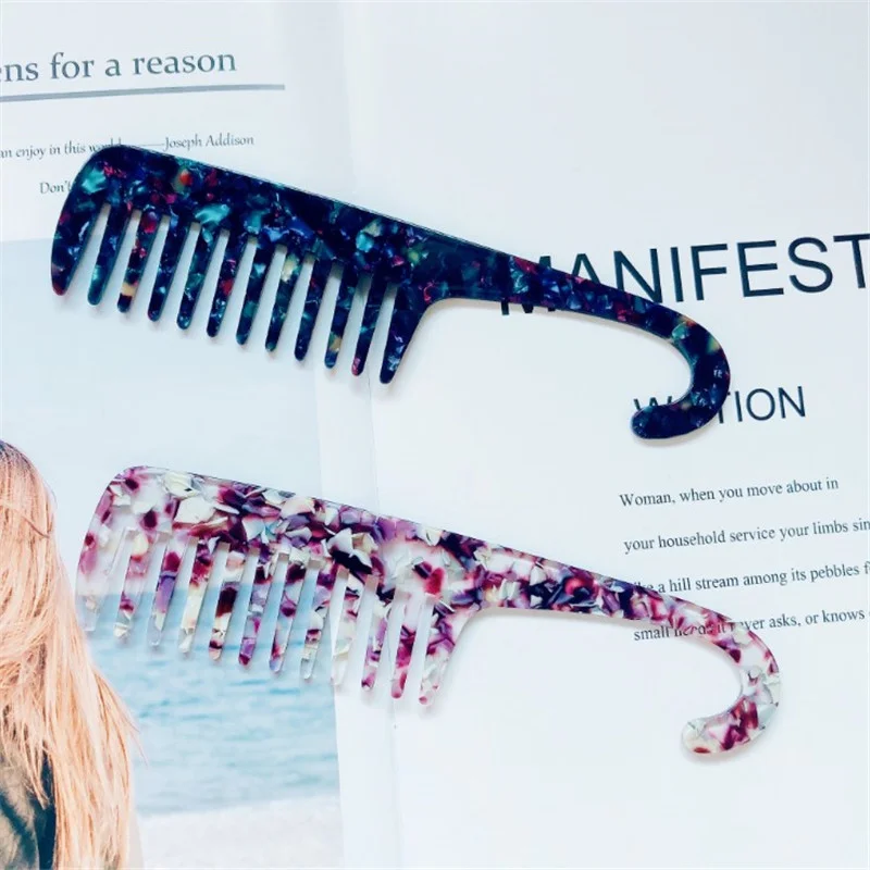 Yaeshii Wholesale Private Label Hairdressing Style Acetate Comb Fashion Natural Detangling Wide Tooth Comb Acetate