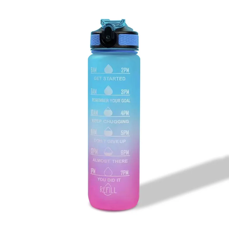 1 Gallon 32 Oz Bpa Free Plastic Fitness Sports Gym Frosted Sublimation Motivational Drinking Water Bottle With Time Marker