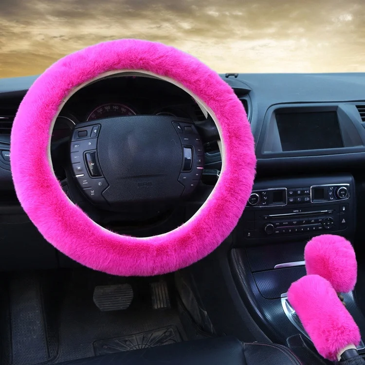 simple plush car steering wheel cover winter warm car steering wheel cover set