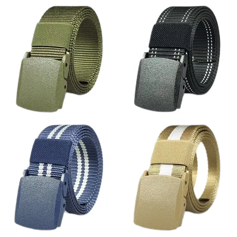 Мужской повседневный ремень без металлических частей, пластиковая пряжка, быстрая безопасность, нейлоновый ремень