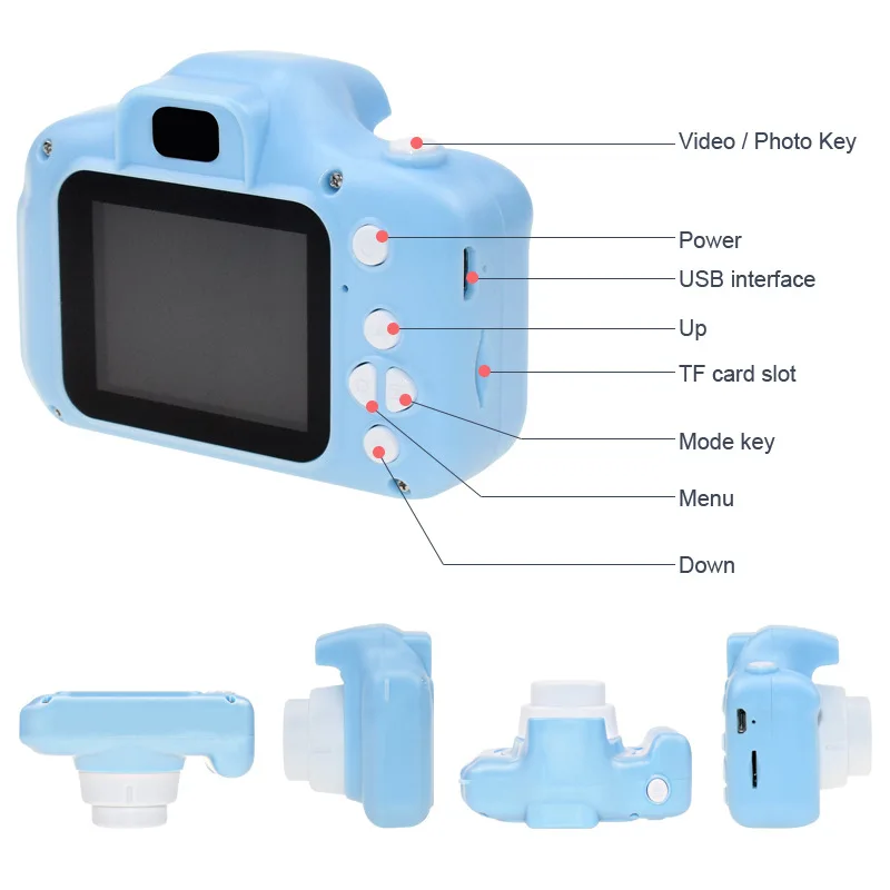 Mini Cartoon Photo Camera Toys x2000 Hd Screen Children Digital Camera Video Recorder Camcorder Toys For Kids Girls Gift