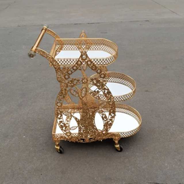 2022 New Design Fancy Wine Trolley With Wheels And Crystal Decoration