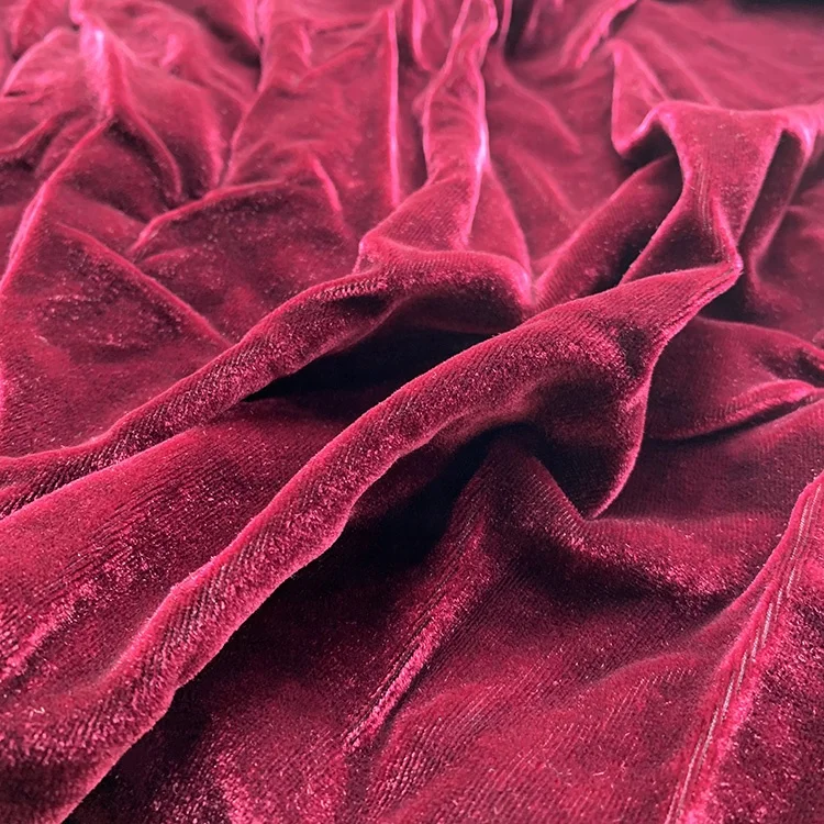 Wholesale solid color Dyed Soft  Rayon Silk Blend Velvet Clothing Upholstery Fabric