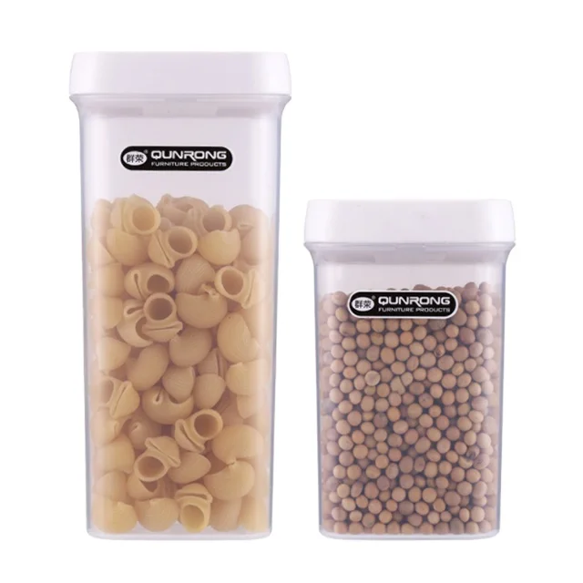 Clear Dry Grain Food Plastic Storage Jar Bin Multifunction Rectangular Cereal Storage Container