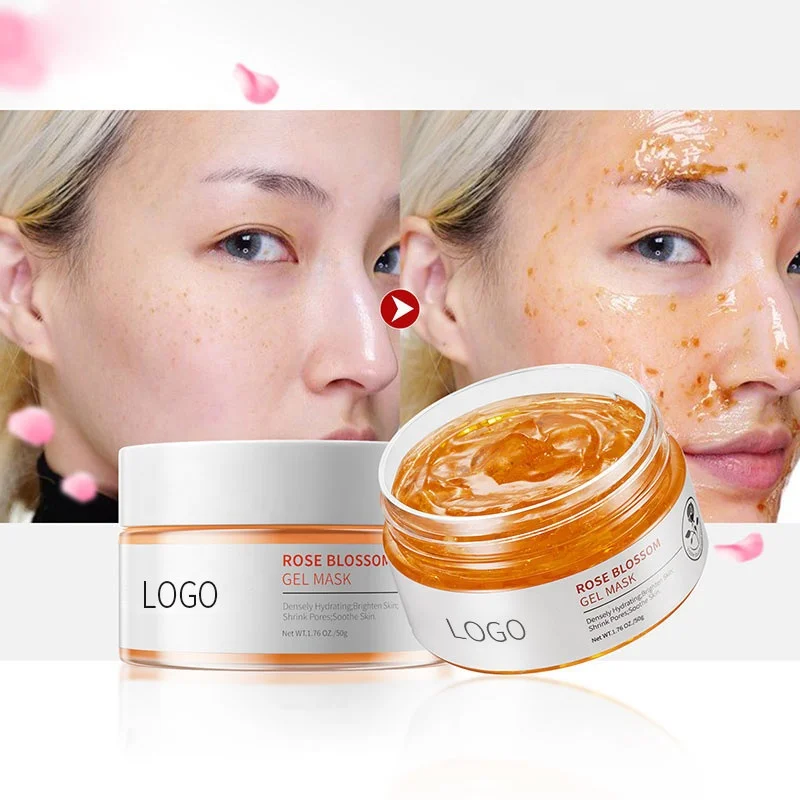 Private Label Natural Organic Face Cleansing Mud Mask Skin Care Deeply Hydrating Anti Oxidant Rose Blossom Gel Mask
