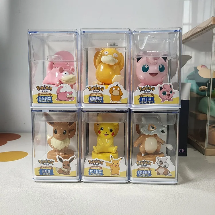 9 Styles 7cm Squirtle Bulbasaur Charmander Pikachu Psyduck Eevee Jigglypuff Pokemoned Seal Scene Boxed Figure Gift Box Toys
