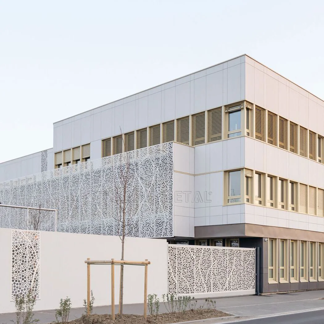 Customized Outdoor Metal Curtain Wall Decorative Facade Perforated Exterior Aluminum Cladding