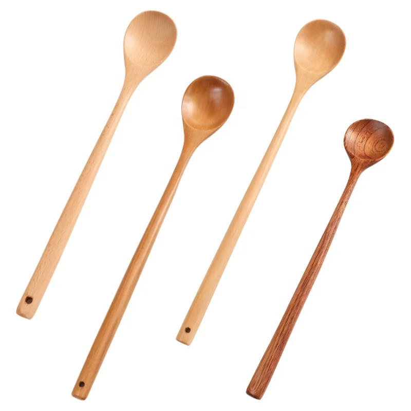 Wooden long spoon 33cm food saving hotpot with spoon long handle spoon for dinner