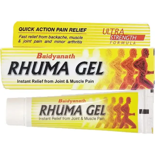Baidyanath Rhuma Gel Best Grade Herbal Supplements for Quick Pain Relief Wild Cultivated Liquid in Bottle Indian Exporter