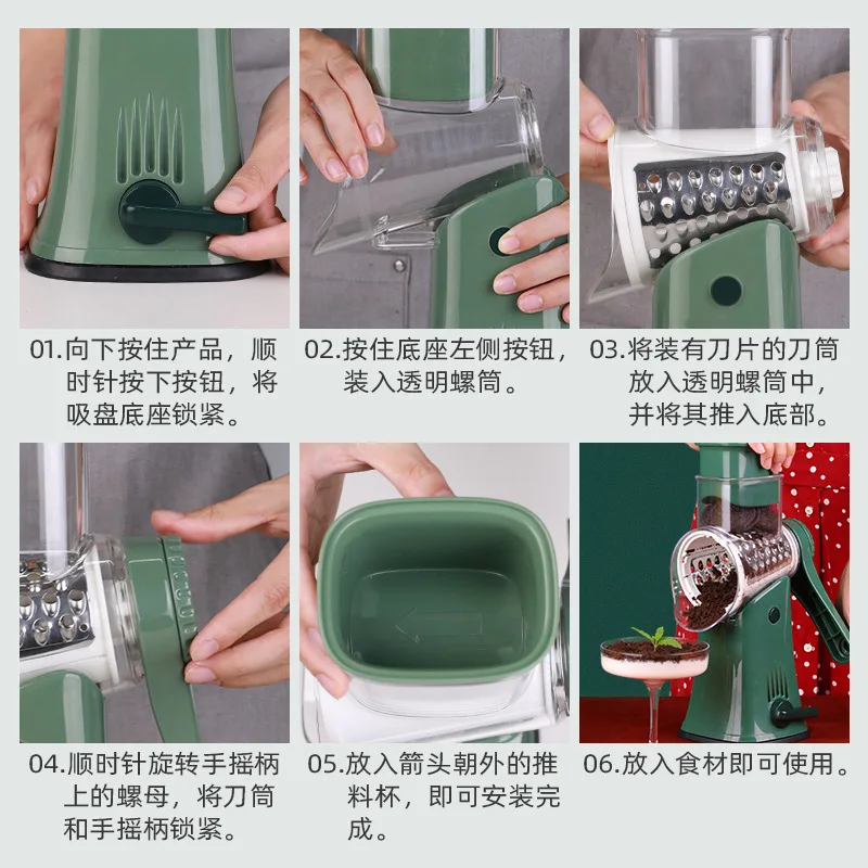 Multifunctional Cooking Crusher Kitchen Gadgets Food Choppers Onion Manual Hand Held Vegetable Roller Potato Shred Slicer