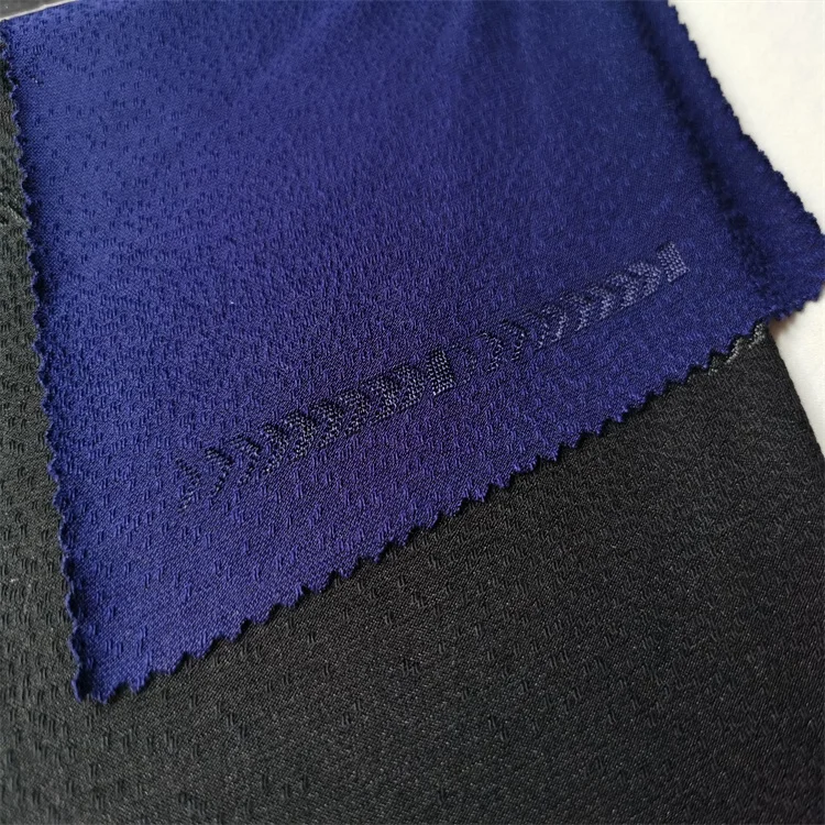 Black grain pattern design on black crepe polyester viscose jacquard knitting fabric