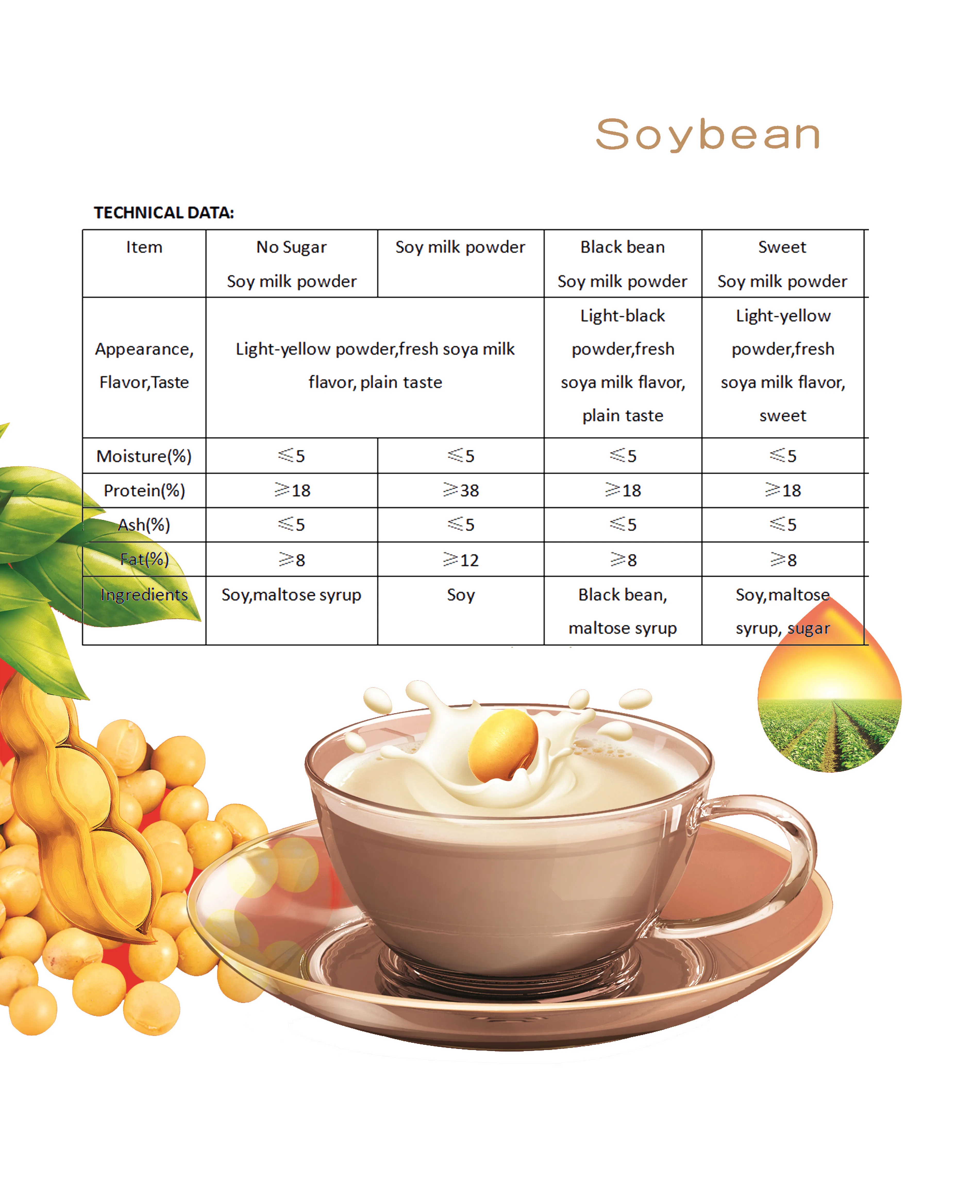 
Instant Soybean Milk Powder Soy Milk Powder Non-Gmo chinese traditional soya milk powder 