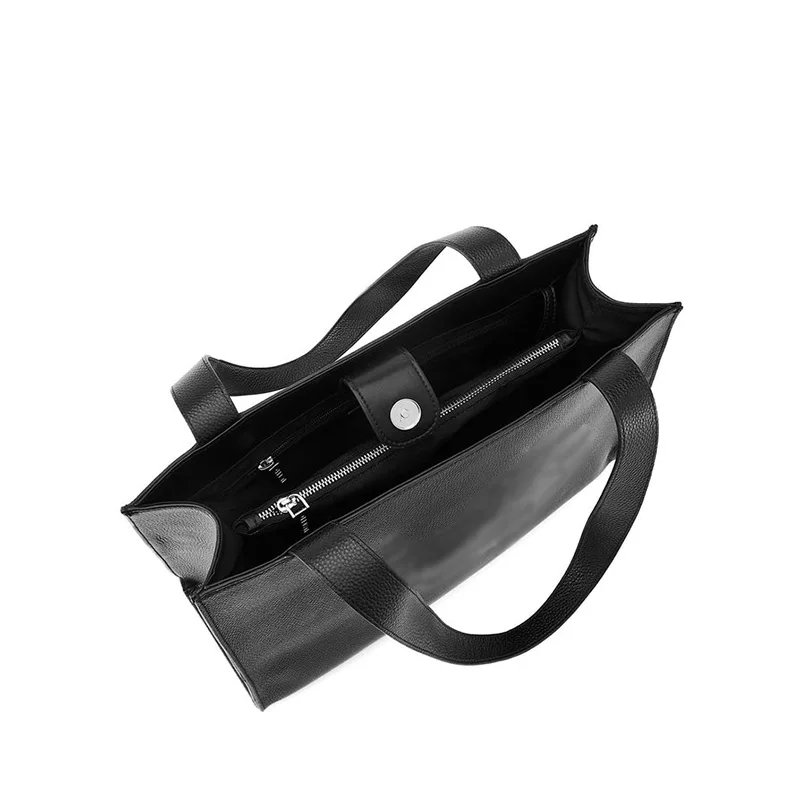 OEM Ladies Luxury Tote Genuine Leather High Quality Handbag Top Handle Hard Purse Big Women Tote Bag with Custom Embossed Logo