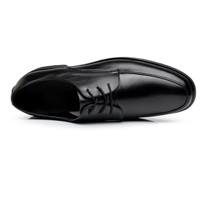 Genuine Cow Leather Men Black Anti-Slip Work professional Manager Safety Shoes for hotel staff bank staff