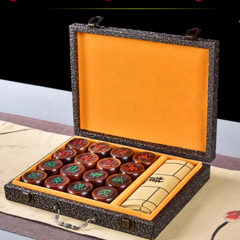 Caoxian Huashen Factory Direct High Quality Sandalwood Wooden Chinese Chess Set Polished Engraved Modern DIY Tray Inspired Love