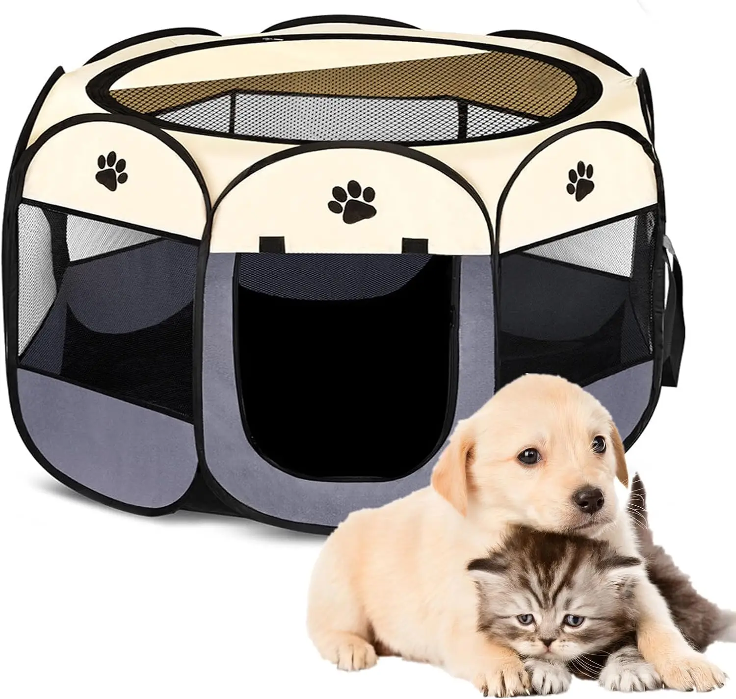 Foldable Pet Kennel Tents Mesh Shade Cover Outdoor Travel Camping Use Portable Pet Exercise Playpen