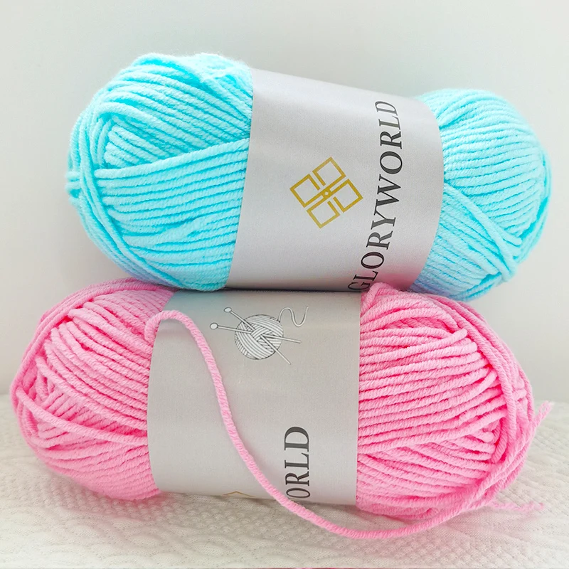 Wholesale Hand Weaving Thread 5 Strands Soft Milk Cotton DIY Baby Shoes Sweater Crocheted Knitting Wool Yarn 50g