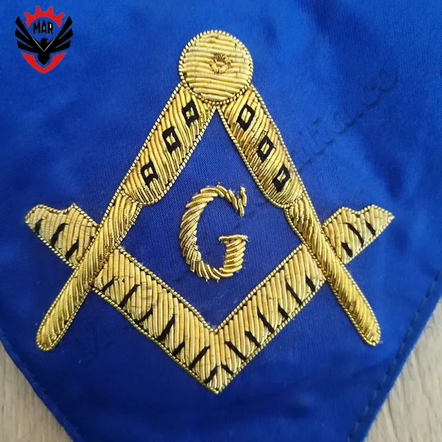 Provincial Past Master Royal Blue Masonic Cravat Collarette Square & Compass with G