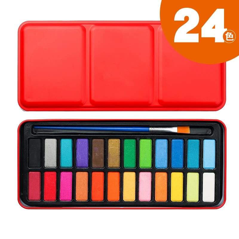 Factory Supply High Quality Wholesale 12/18/24 colors Solid Watercolor Painting Set For Kids Non-toxic Watercolor