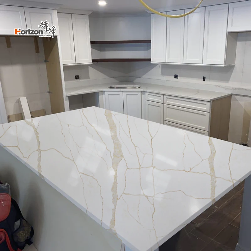 Hot sell calacatta quartz stone slab engineered quartz stone kitchen countertop price