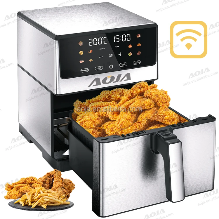 New Best Sell 8L 10L 12L Electric Digital Visible SS Air Fryer with Detachable Basket Up and Down Dual Heating Airfryers