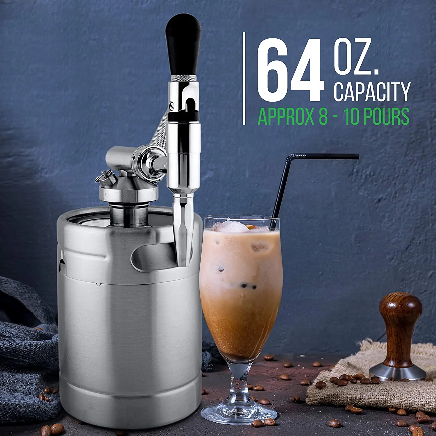 stainless steel nitro cold coffee n2 pressurized mini 4l vacuum sealed growler brewing coffee