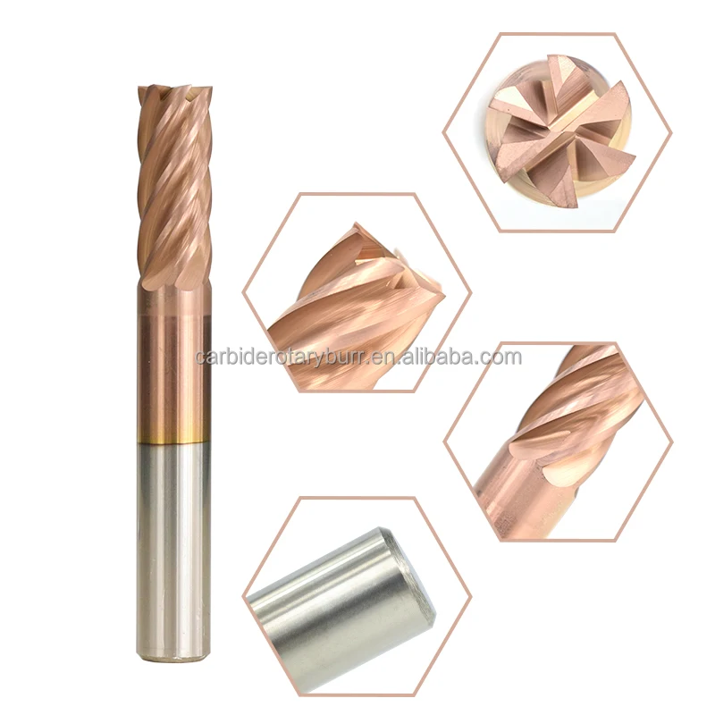 100% New Raw Material Tungsten Carbide Milling Cutter 6 Flutes Cnc Router Bit Ticn Coating Hrc 55 End Mill 6/8/10/12mm End Mills