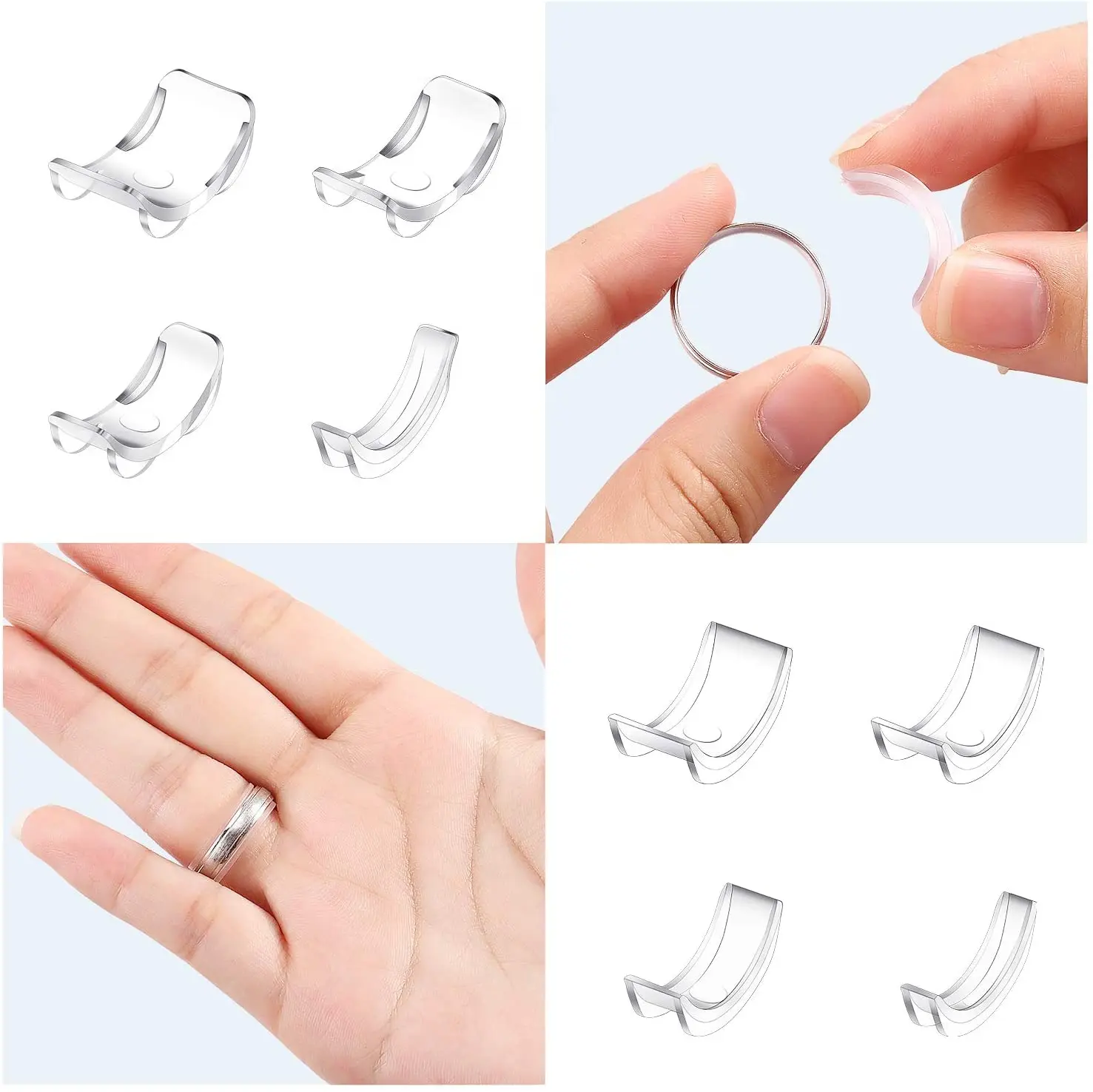 Durable Comfortable 8 Different Sizes Silicone Invisible Clear Ring Size Adjuster