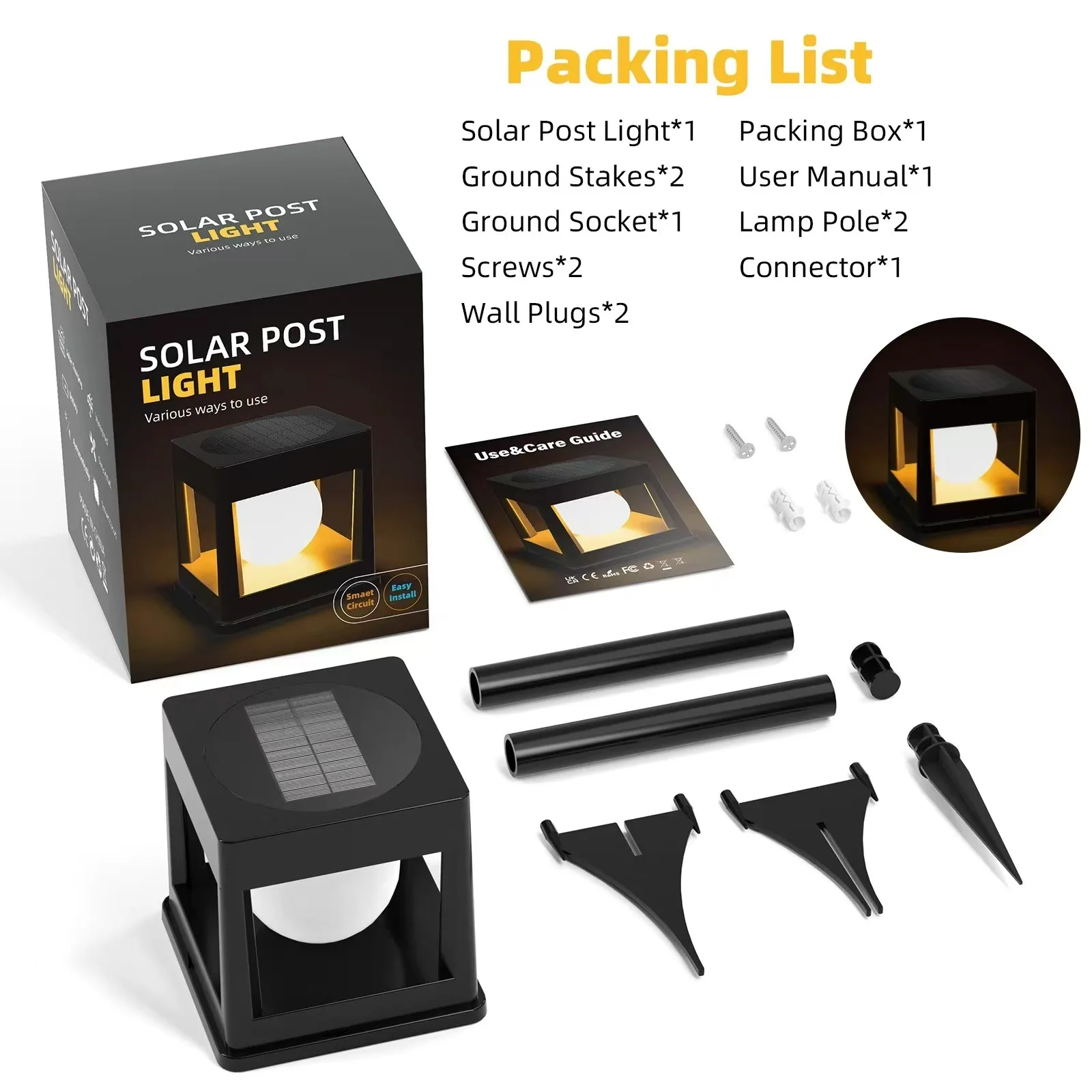 Garden Lights Outdoor IP65 Waterproof Landscape Decoration Led Pillar Light Solar Led Garden Lights