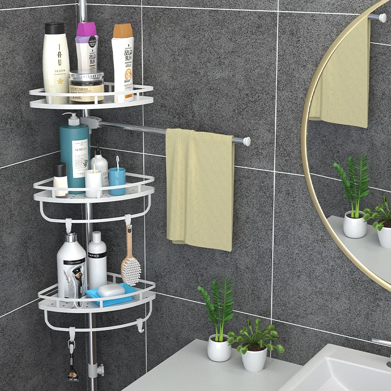 4-Tier Strong and Sturdy Adjustable Shelves  Constant Tension Corner Shower Caddy Rustproof Stainless Steel Pole