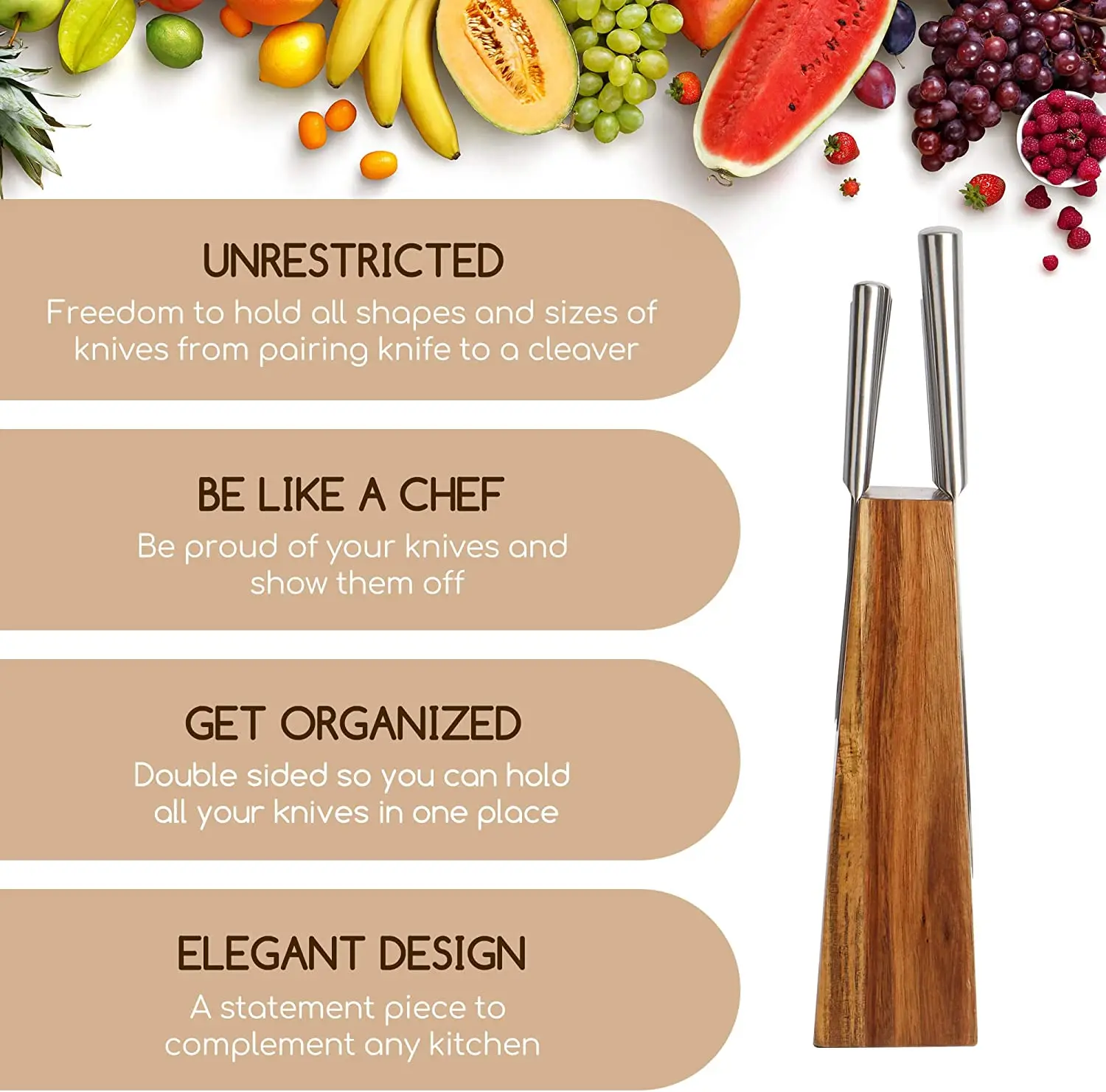 Magnetic Knife Block Double Sided Magnetic Wood Knife Holder Magnetic Knife Stand