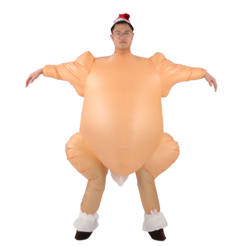 Christmas Thanksgiving Roast Turkey Game Cloth Funny Blow Up Jumpsuit Chicken Cosplay Fancy Dress Inflatable Turkey Costume