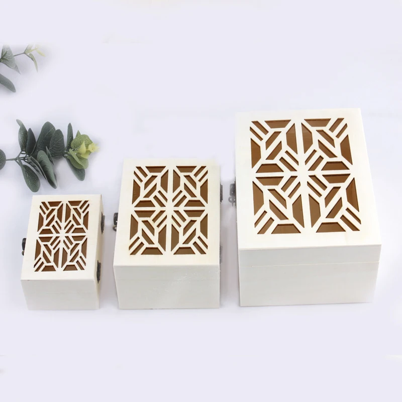 Custom Hollow Out Pattern Jewelry Gift Wooden Storage Box Wooden Gift Box