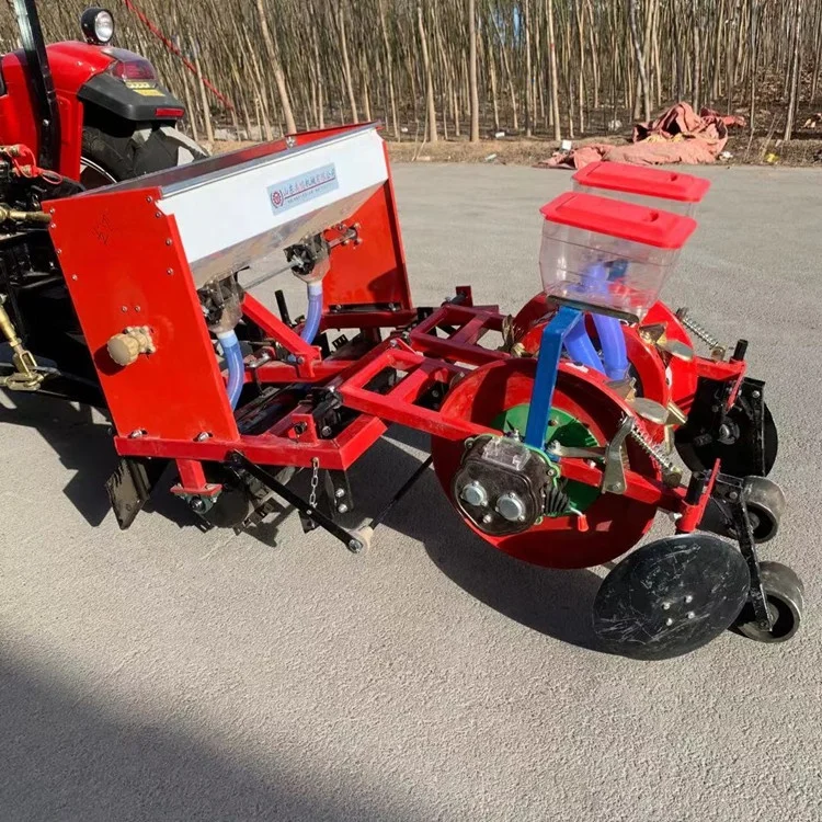 Tractor with corn sowing, fertilization and film mulching drip irrigation integrated machine Grain planter