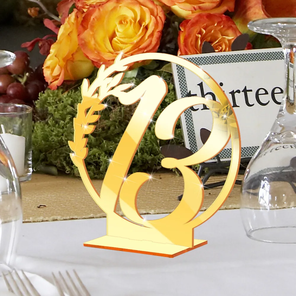 Festival Wedding Place Holder Card Acrylic Table Number Holders Gold Silver Mirror Wedding Table Number Signs