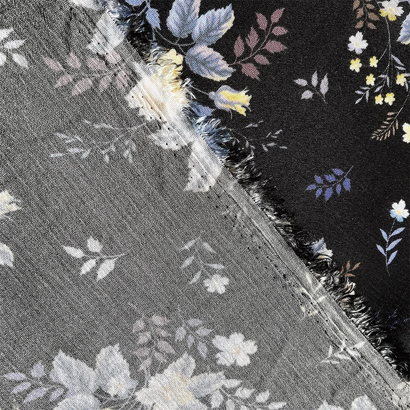 Spun rayon cotton crinkle digital printed fabric summer clothing dress fabric