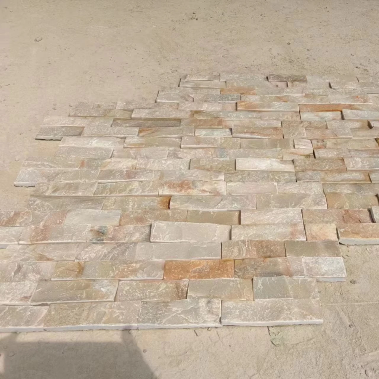 Competitive Price Split Surface Yellow Wood Slate Wall Tiles Natural Stone Cladding For House Decoration