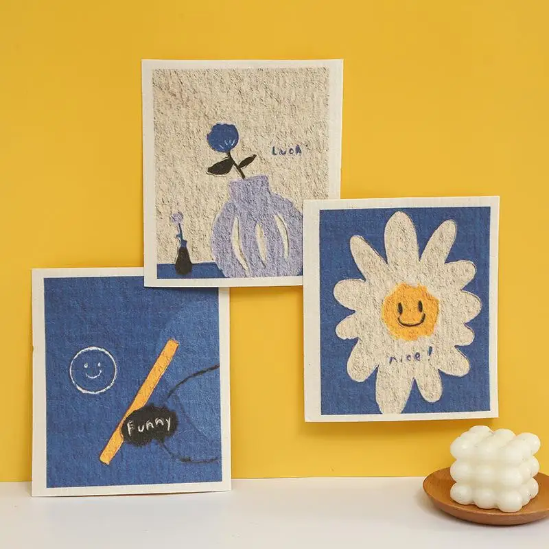 New Design Cellulose Sponge Swedish Dishcloth Oil-Free Cleaning Cloth for Cookware Utensil Dish Household Supplies