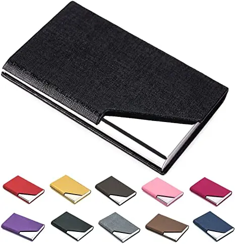 
luxury PU leather & stainless steel business name card holder for men and women 